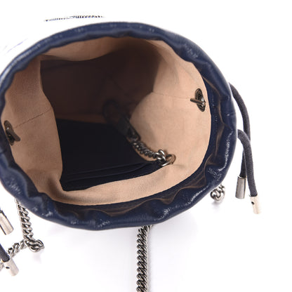 Gucci Vintage Effect Calfskin Matelasse Diagonal Mini Torchon GG Marmont 2.0 Bucket Bag Blue Agata Mystic White 5 of 11