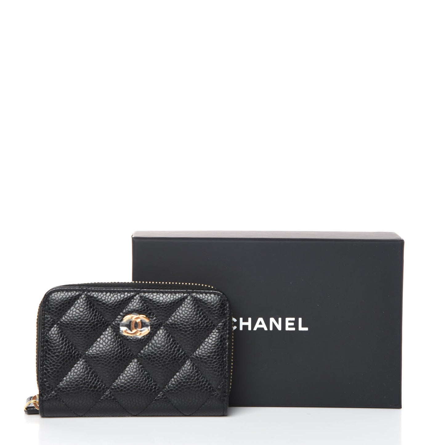 Caviar Quilted Zip Coin Purse Black