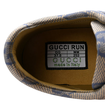 Gucci Ultralight Plume Calfskin Monogram Printed Womens Gucci Run Sneakers 37.5 Beige Blue 8 of 10