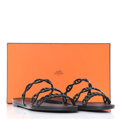 Hermes Rubber Chaine d'Ancre Rivage Sandals 40 Black 8 of 8