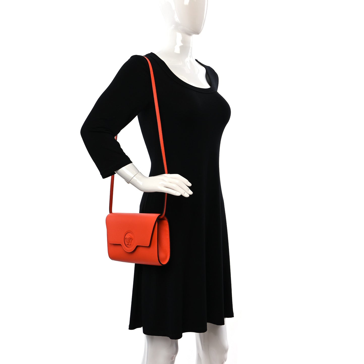 Grained Calfskin La Medusa Crossbody Bag Orange