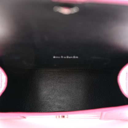 Balenciaga Metallic Shiny Calfskin Crocodile Embossed Hourglass Top Handle Bag XS Pink 5 of 11