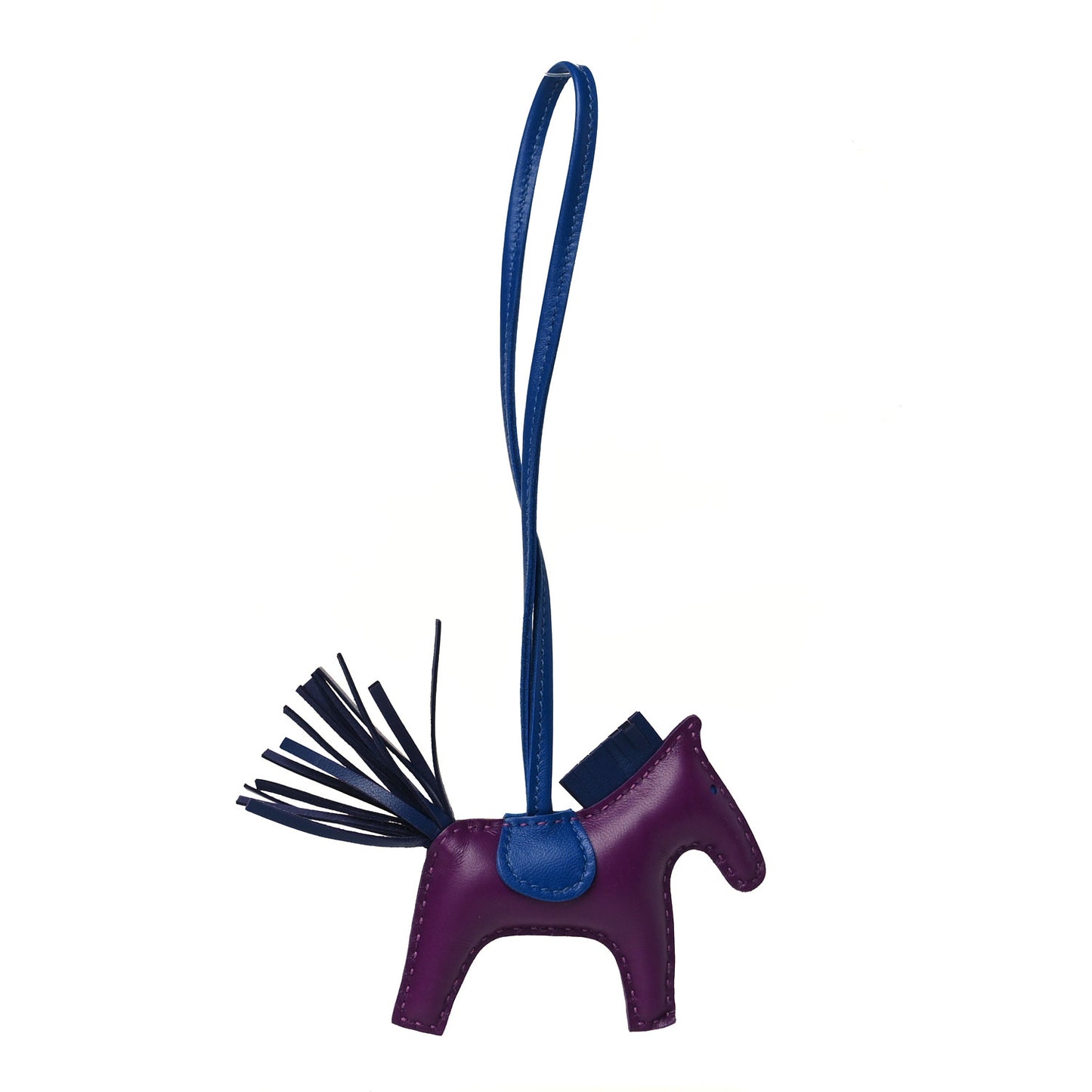 Milo Lambskin Grigri Rodeo Horse Bag Charm PM Violet Bleu Saphir Bleu France