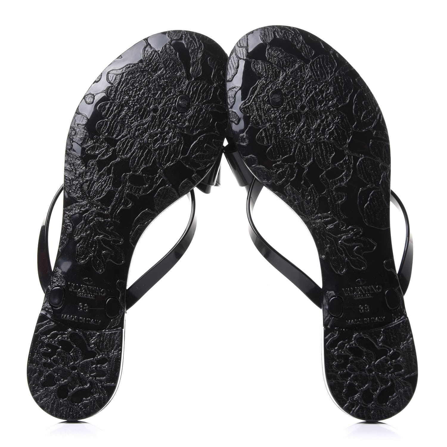 Valentino Garavani PVC Jelly Bow Thong Sandals 38 Black 6 of 9