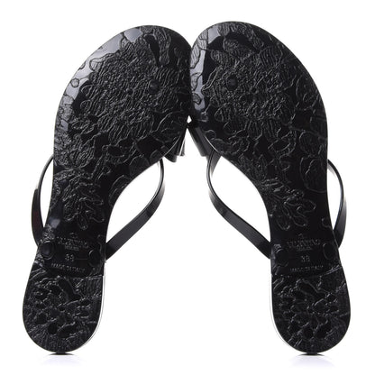 Valentino Garavani PVC Jelly Bow Thong Sandals 38 Black 6 of 9