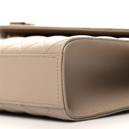Saint Laurent Grain De Poudre Textured Mixed Matelasse Medium Triquilt Monogram Satchel Dark Beige 9 of 9