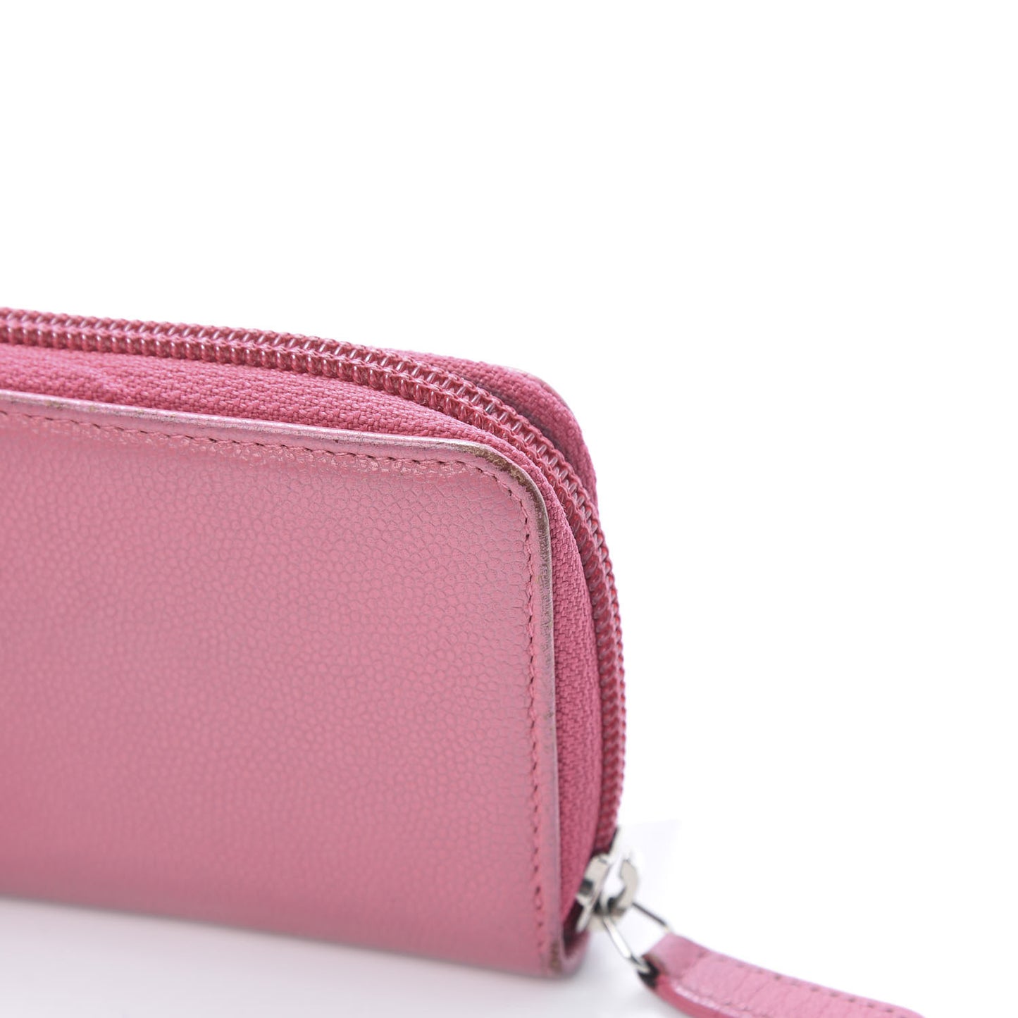 Caviar Button Zip Coin Purse Pink