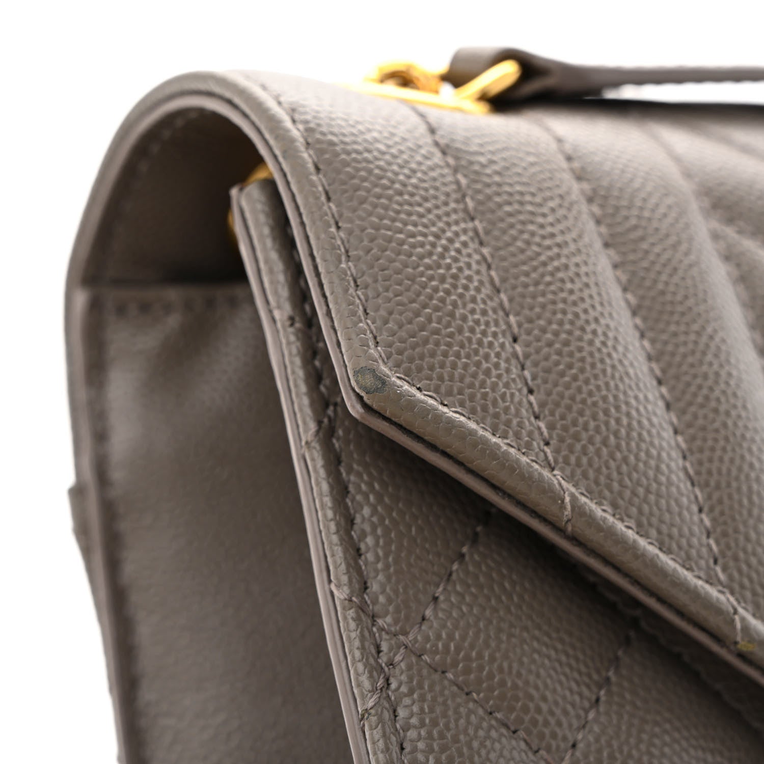 Saint Laurent Grain De Poudre Textured Mixed Matelasse Medium Triquilt Monogram Satchel Earth 14 of 16