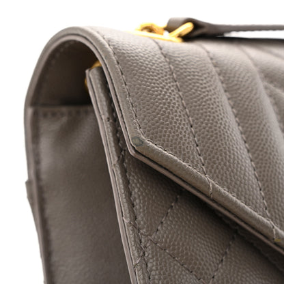 Saint Laurent Grain De Poudre Textured Mixed Matelasse Medium Triquilt Monogram Satchel Earth 14 of 16