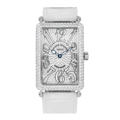 Franck Muller 18K White Gold Alligator Diamond Pave 30mm Long Island Automatic Watch 1150SCDCD 1 of 4