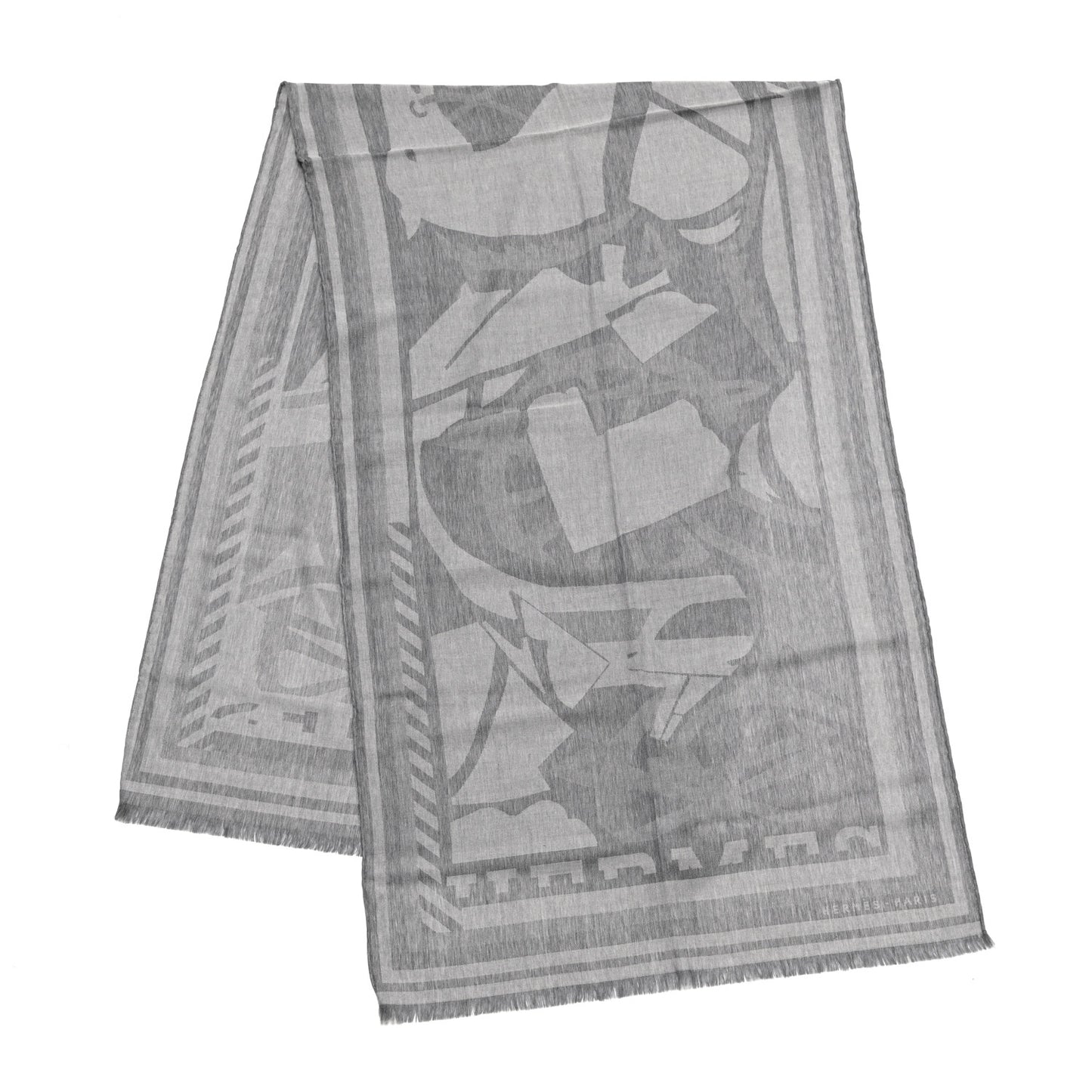 Wool Jacquard Puzzle II Muffler Gris Chine