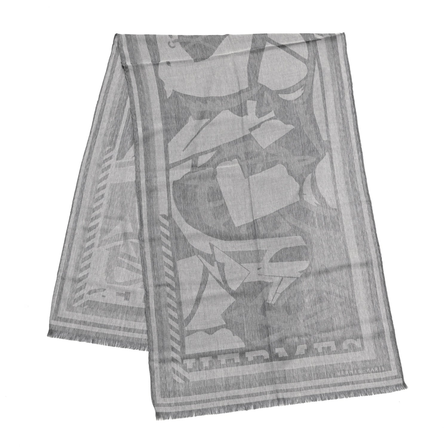 Hermes Wool Jacquard Puzzle II Muffler Gris Chine 2 of 5