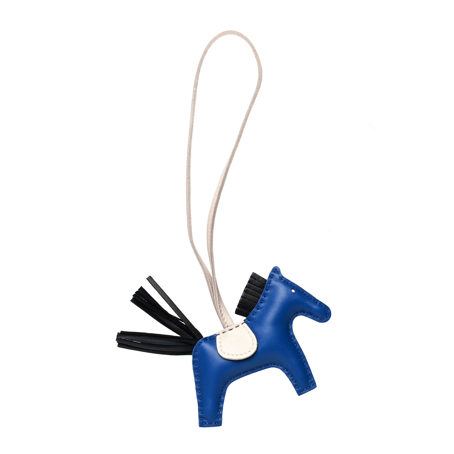 Milo Lambskin Grigri Rodeo Horse Bag Charm PM Bleu France Nata Black