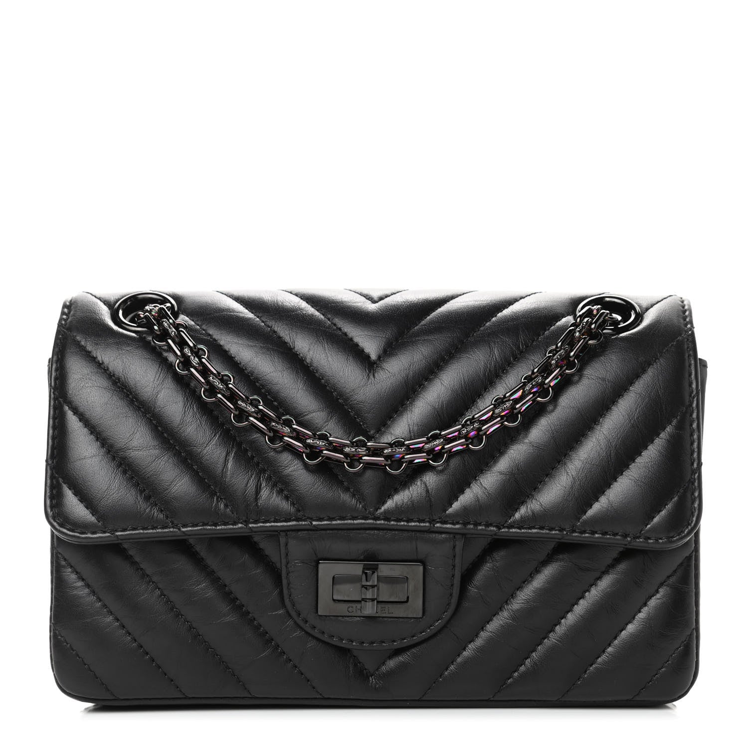 Chanel Aged Calfskin Chevron Quilted 2.55 Reissue Mini Flap So Black 1 of 4