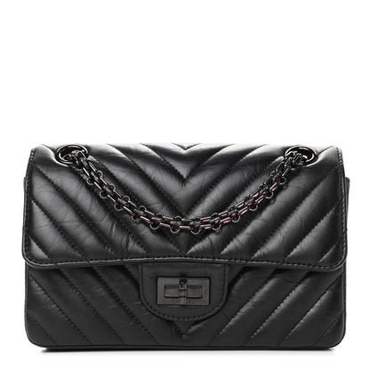 Chanel Aged Calfskin Chevron Quilted 2.55 Reissue Mini Flap So Black 1 of 4