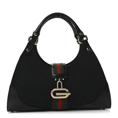 Gucci Monogram Web Junco Shoulder Bag Black 1 of 10