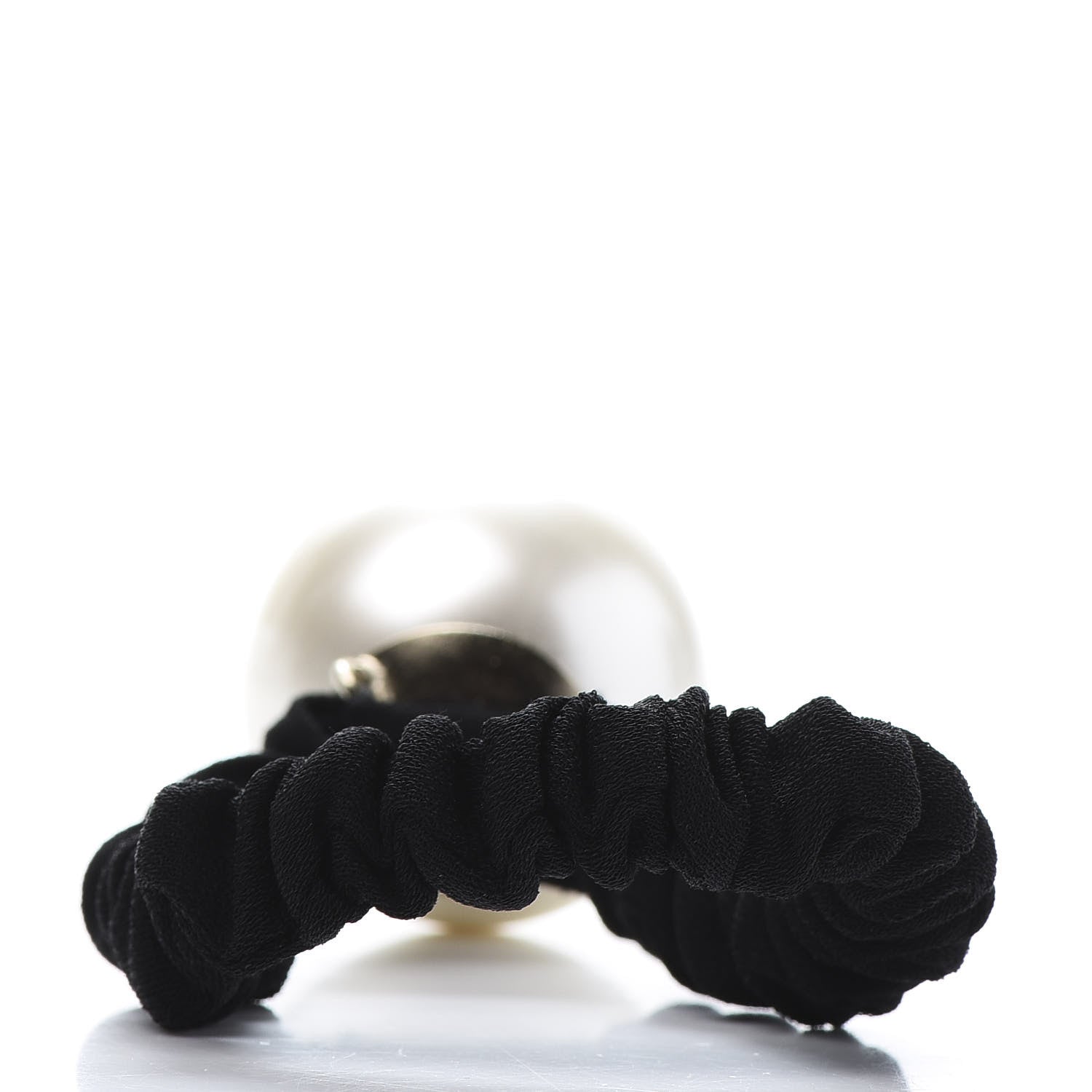 Chanel Pearl CC Hair Tie Black Gold Pearly White 3 of 5