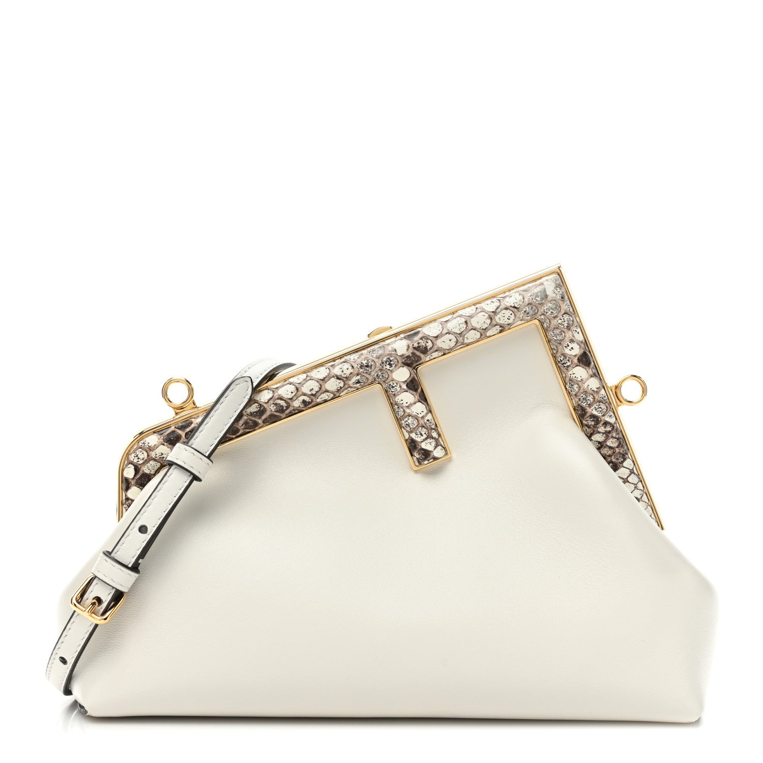Fendi Shiny Nappa Snakeskin Small Fendi First White Roccia 1 of 11