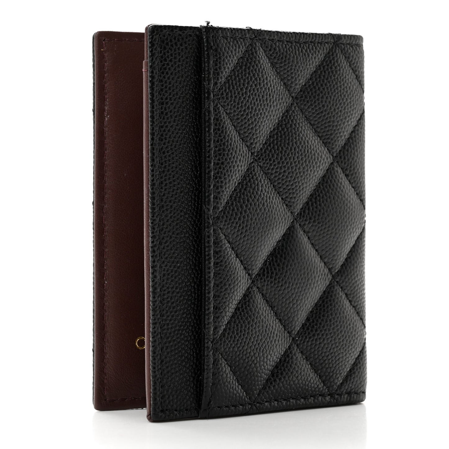 Caviar Quilted Card Holder Wallet Black