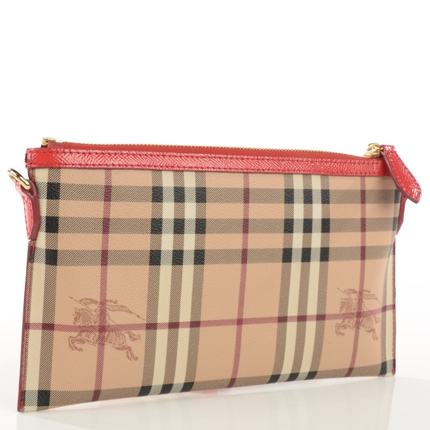 Haymarket Check Small Peyton Crossbody Clutch Bag Coral Red