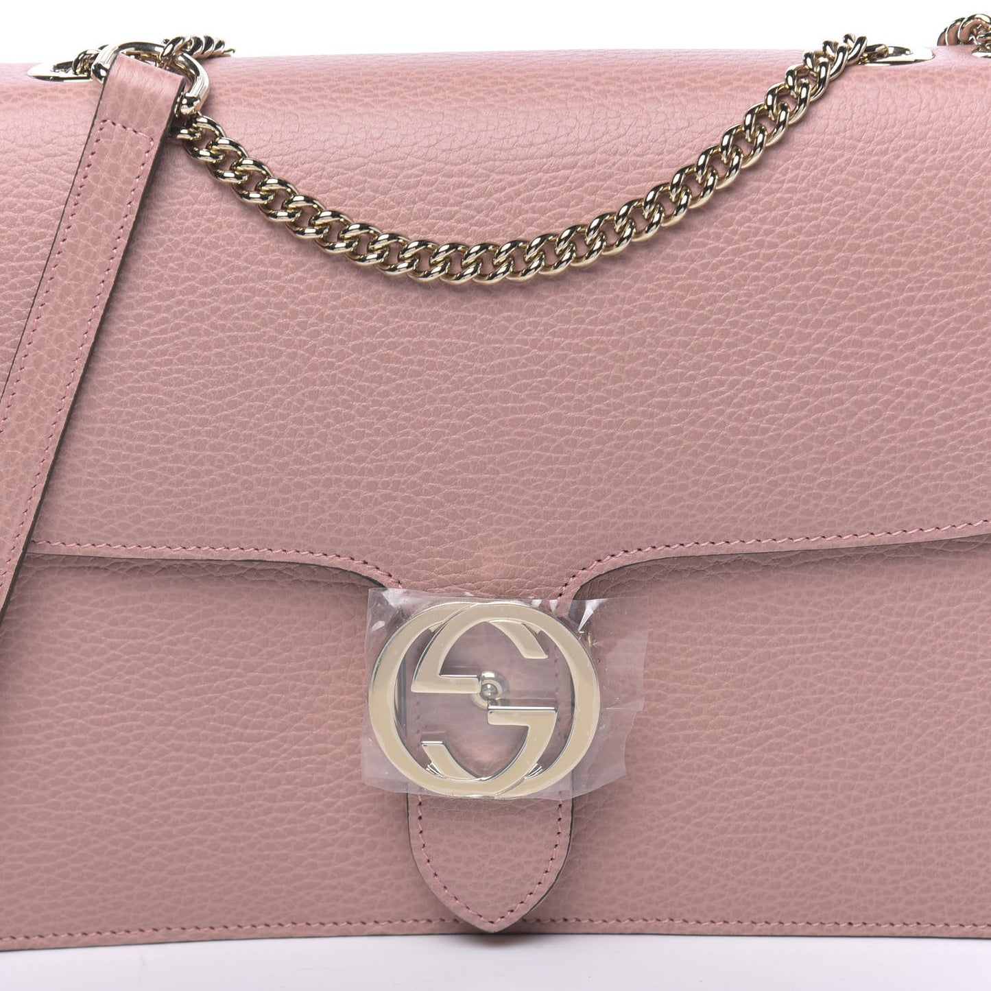 Dollar Calfskin Interlocking G Shoulder Bag Soft Pink