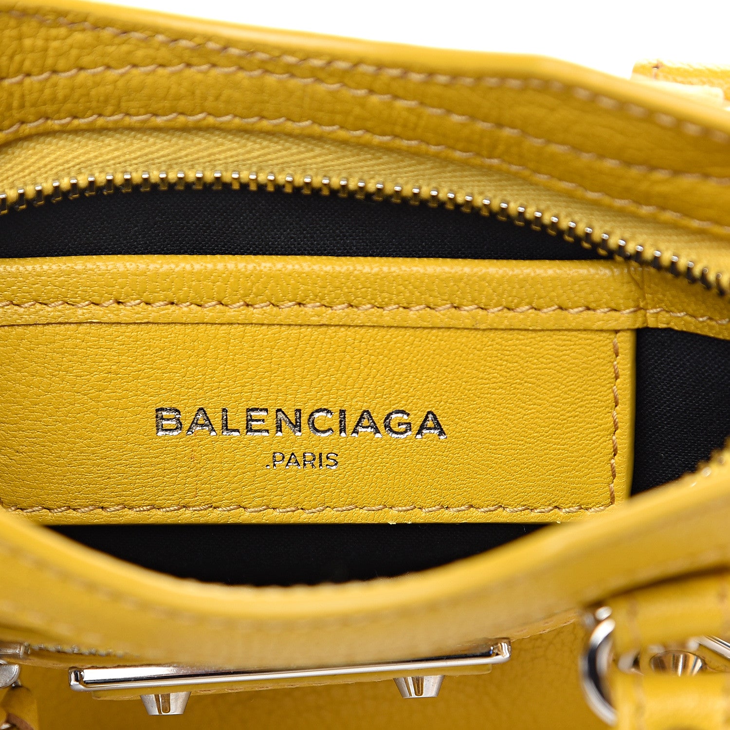 Balenciaga Chevre Silver Metallic Edge Hardware Nano City Jaune Epi 5 of 11
