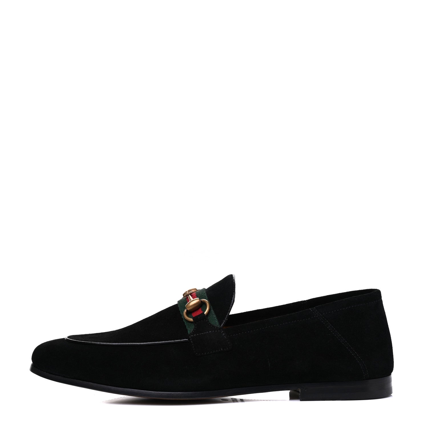 Gucci Suede Web Mens Horsebit Loafers 8 Black 1 of 12