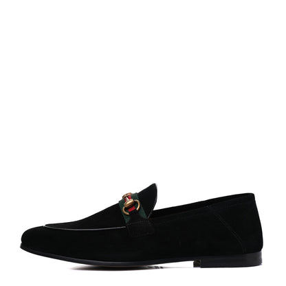 Gucci Suede Web Mens Horsebit Loafers 8 Black 1 of 12