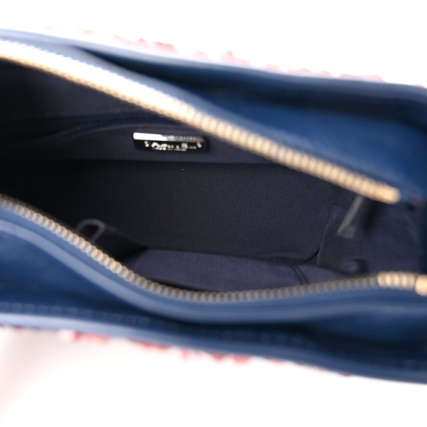Sequin Calfskin Small Gabrielle Hobo Navy Red
