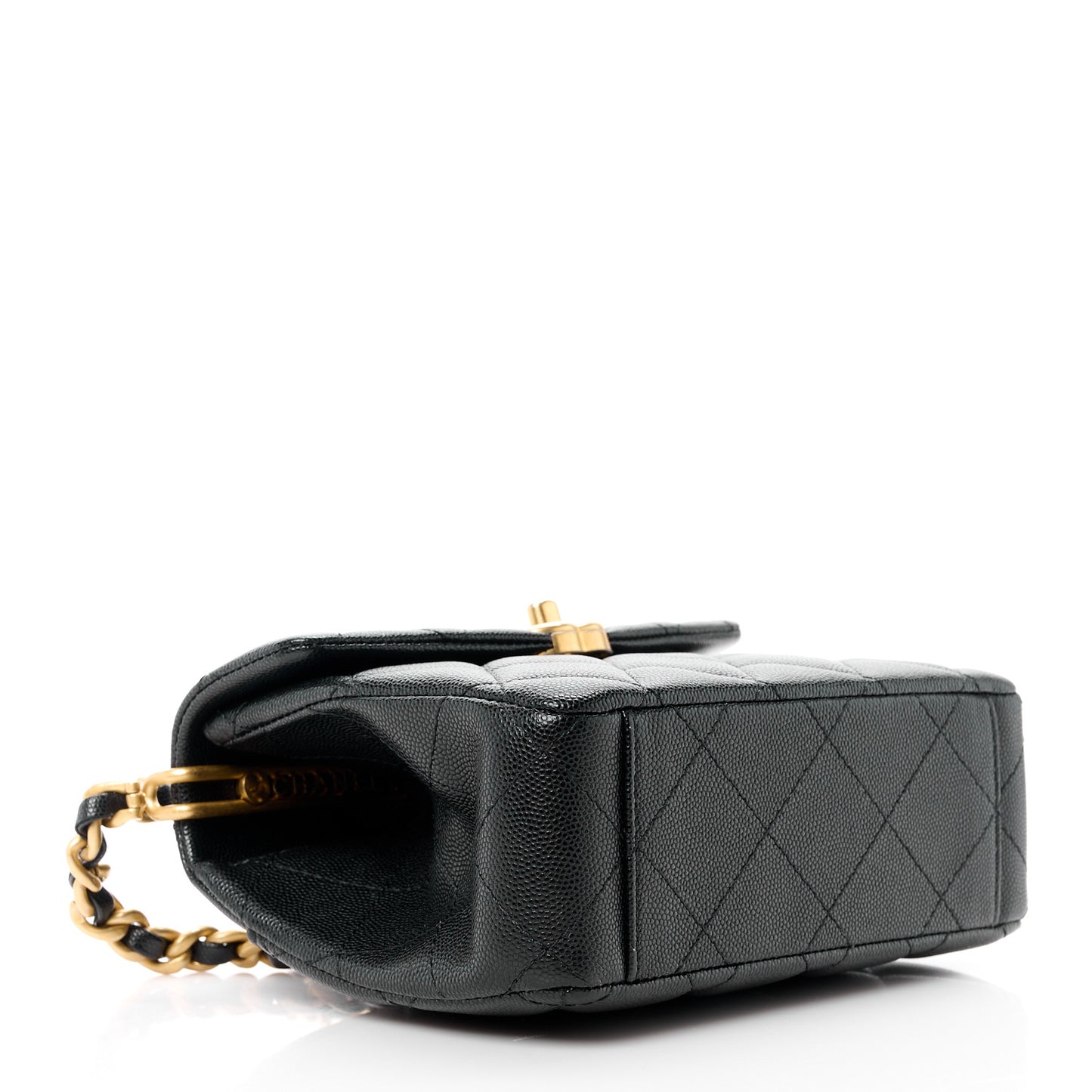 Caviar Quilted 31 Rue Cambon Mini Top Handle Flap Black
