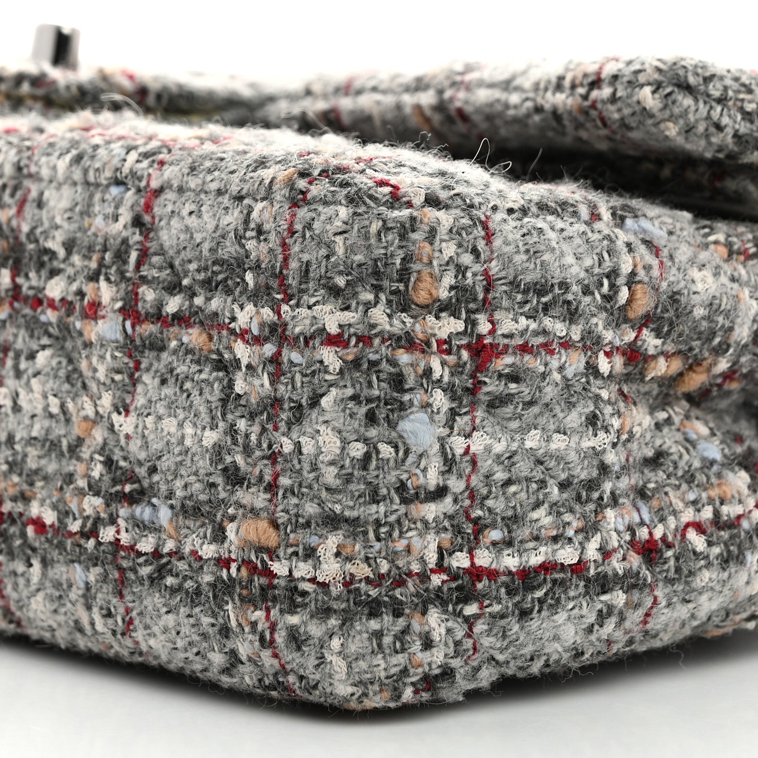 Chanel Tweed Quilted Medium Double Flap Grey Multicolor 10 of 13