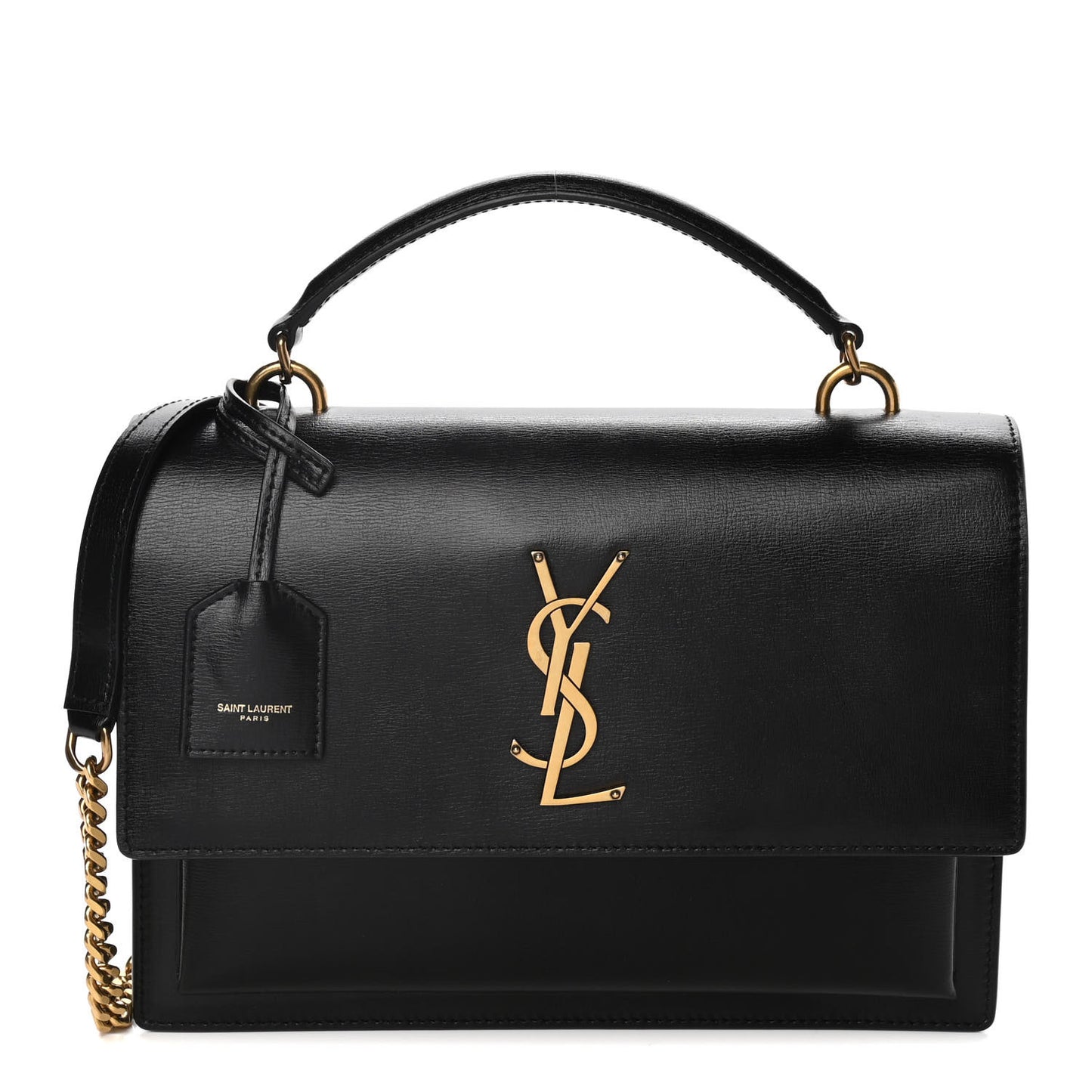 Smooth Calfskin Medium Monogram Sunset Satchel Black