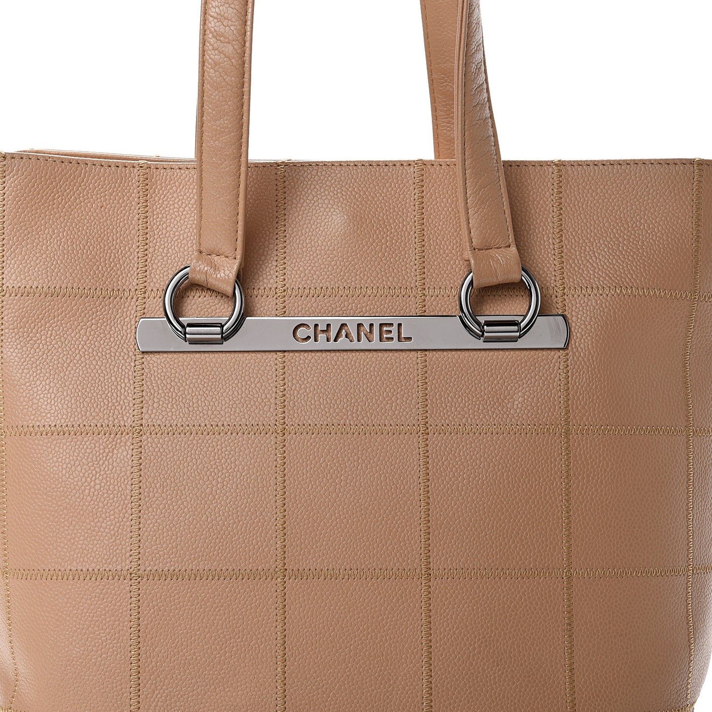 Caviar Square Stitched Tote Beige