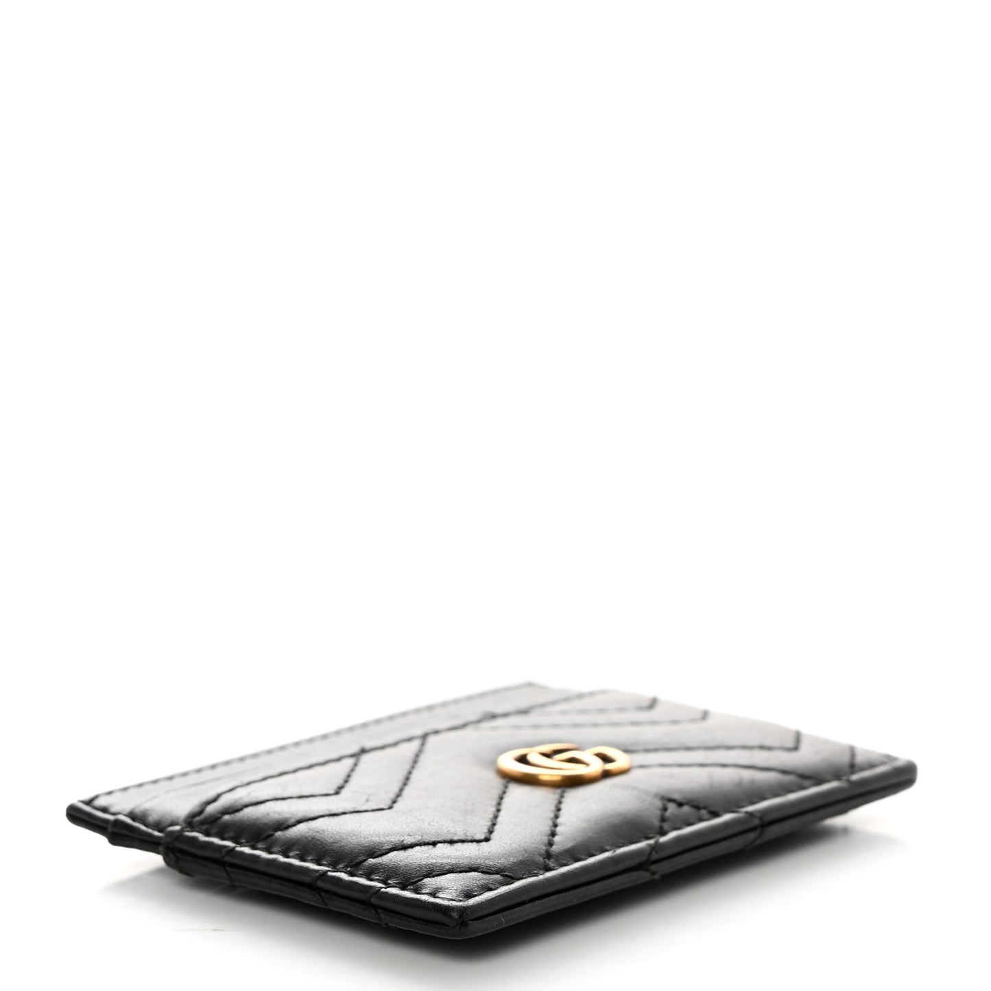 Calfskin Matelasse GG Marmont Card Holder Black