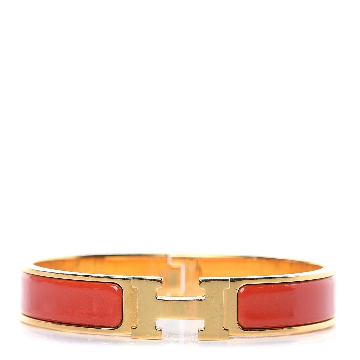 Enamel Narrow Clic Clac H Bracelet GM Rouge Corail