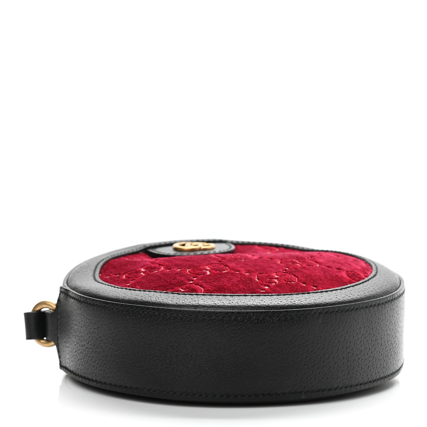Velvet GG Monogram Textured Calfskin Round Shoulder Bag Red Cipria Black