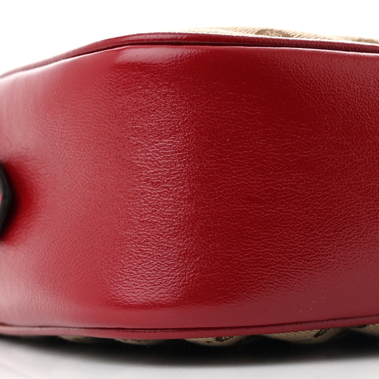 Monogram Azalea Calfskin Matelasse Diagonal Small GG Marmont Chain Shoulder Bag Beige Ebony New Cherry Red