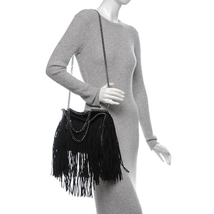 Stella McCartney Shaggy Deer Fringe Mini Falabella Tote Black 2 of 6