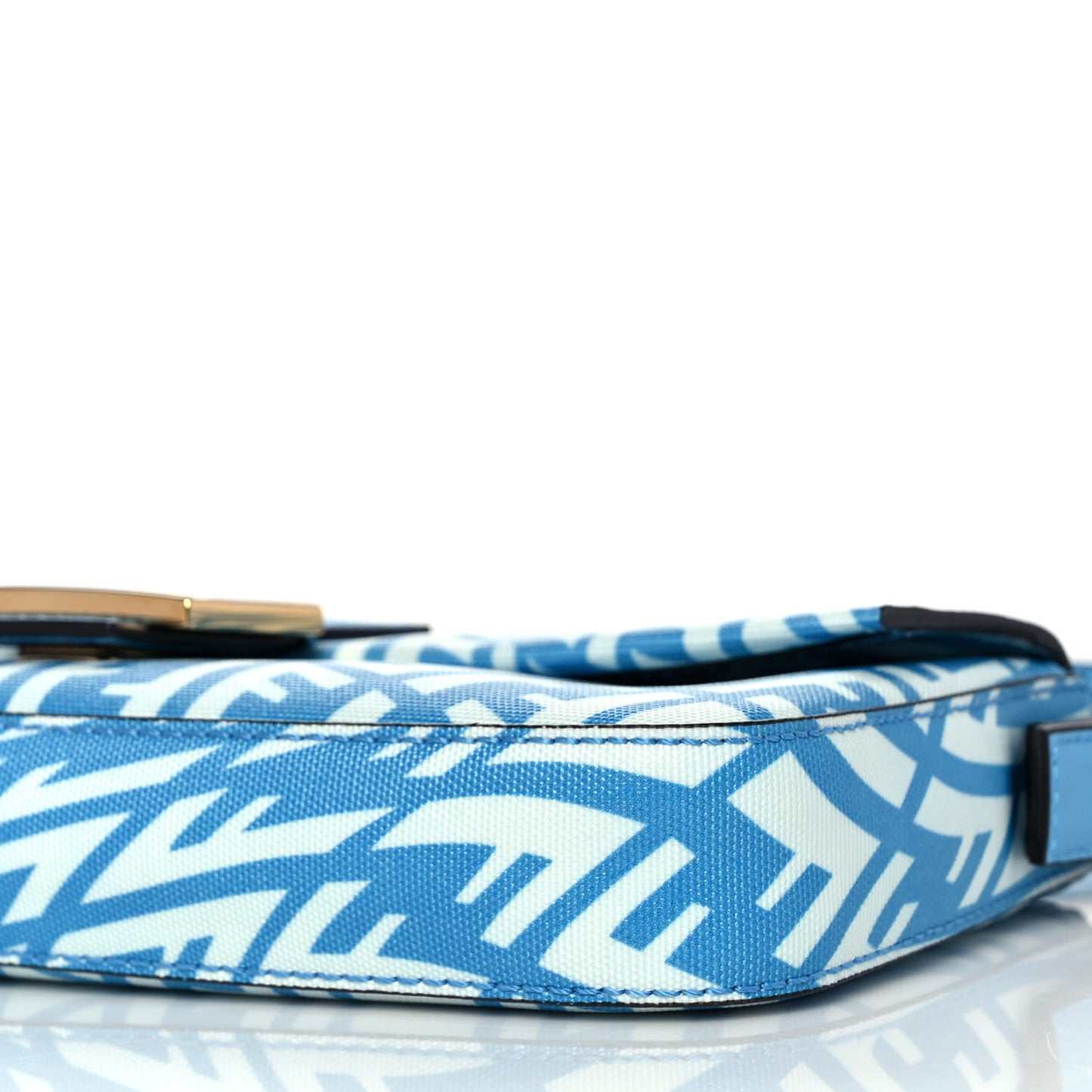 X SARAH COLEMAN Glazed Canvas Vitello King FF Vertigo Baguette 1997 Cyber Blue White