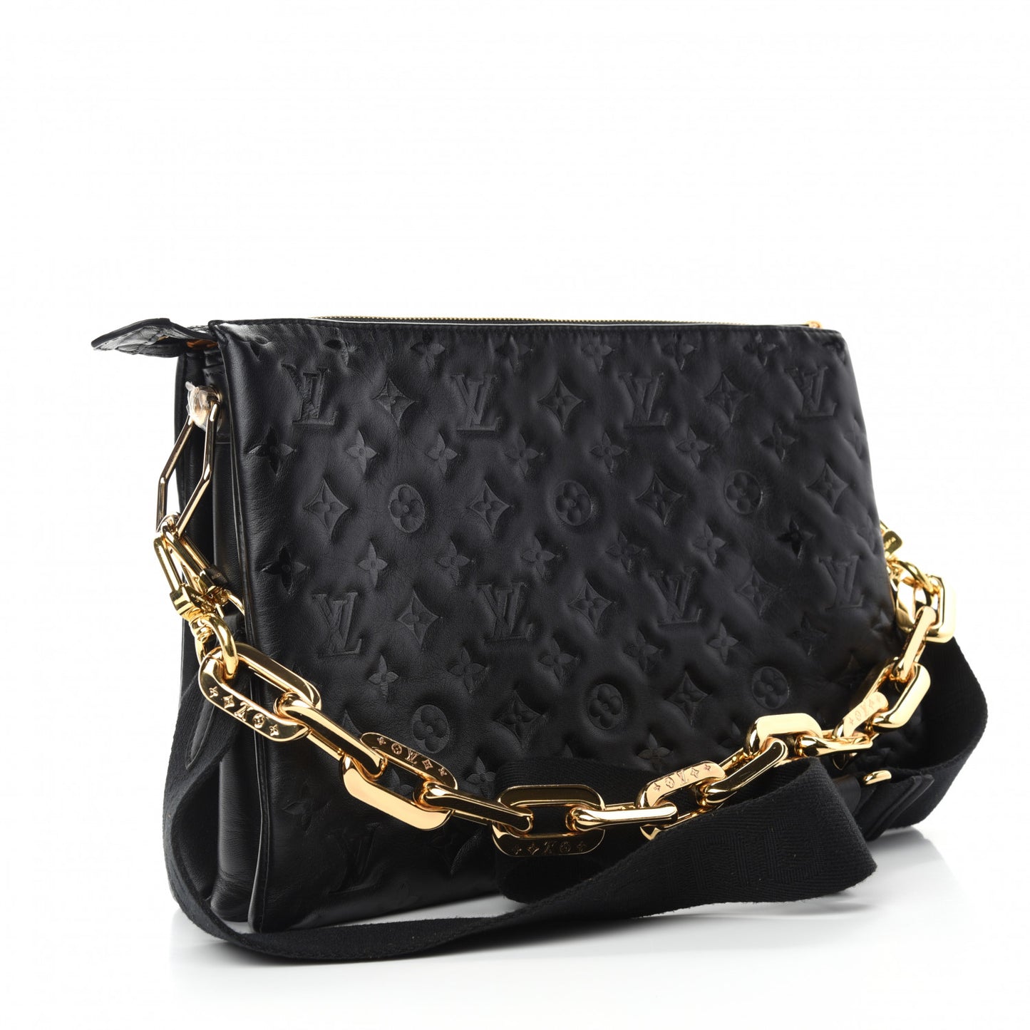 Lambskin Embossed Monogram Coussin MM Black