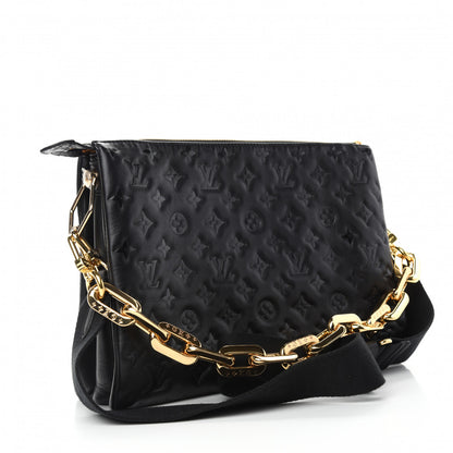 Louis Vuitton Lambskin Embossed Monogram Coussin MM Black 3 of 12