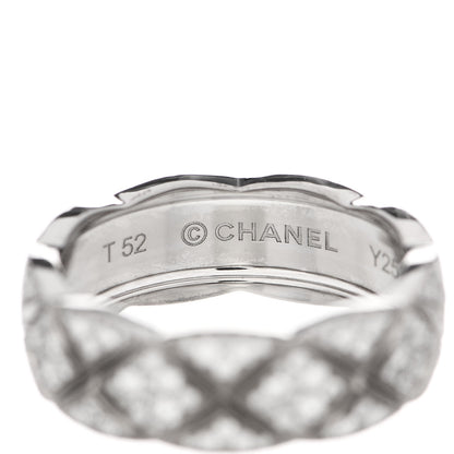 Chanel 18K White Gold Diamond Small Coco Crush Pave Ring 52 6 4 of 6