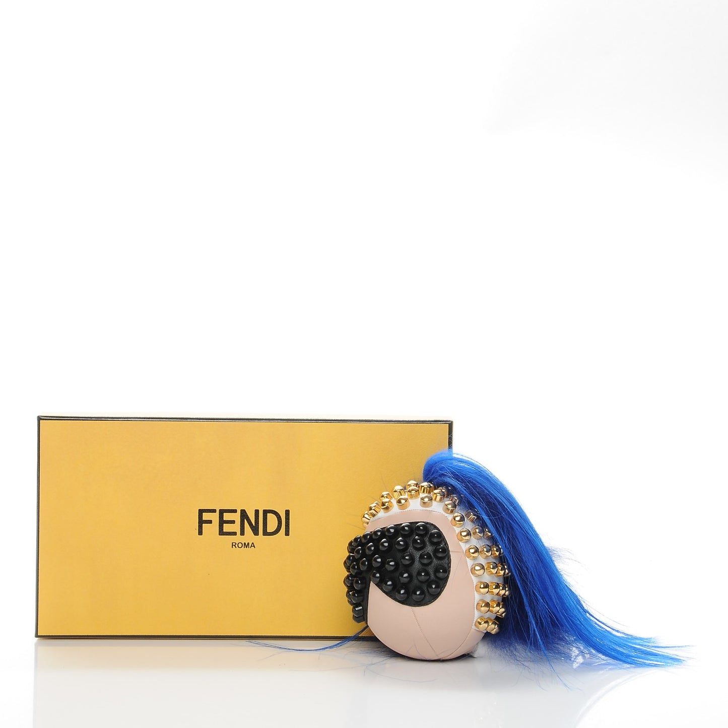 Lambskin Goat Fur Studded Punkarlito Bag Charm Blue