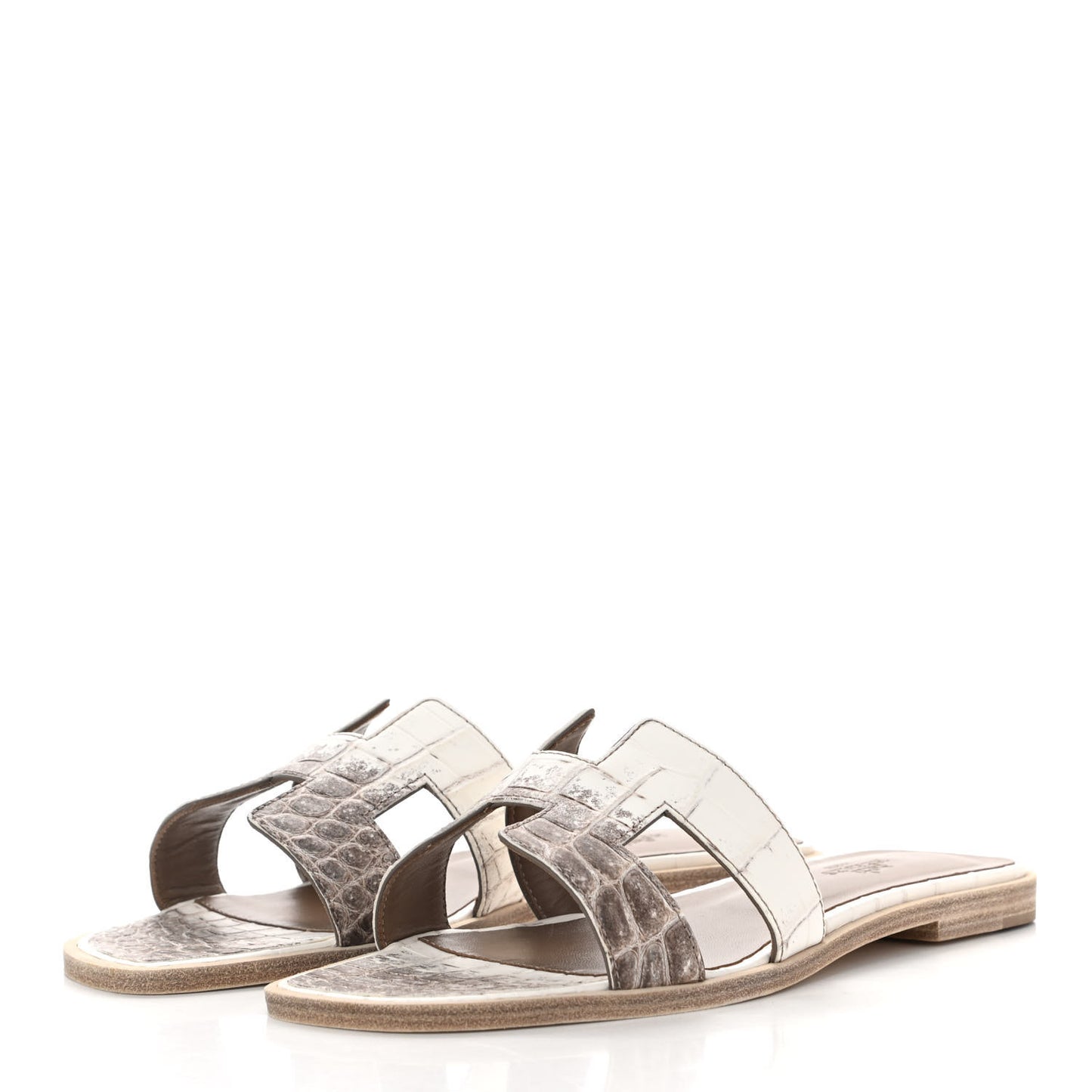 Matte Niloticus Crocodile Himalaya Oran Sandals 38.5 Blanc