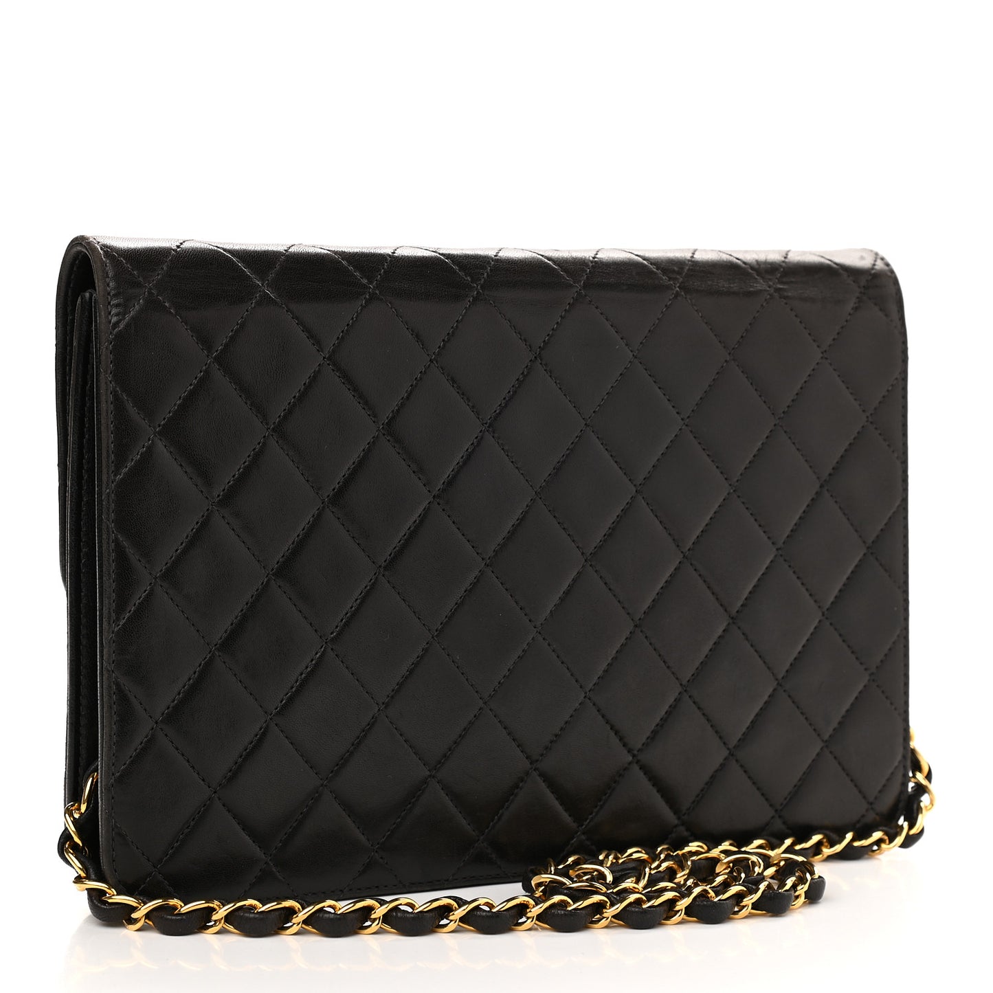 Lambskin Quilted Small Single Flap Black