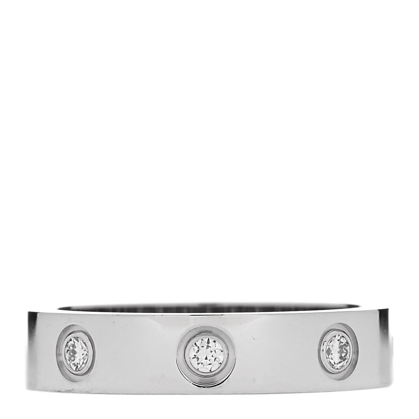 18K White Gold 8 Diamond 4mm LOVE Wedding Band Ring 50 5.25