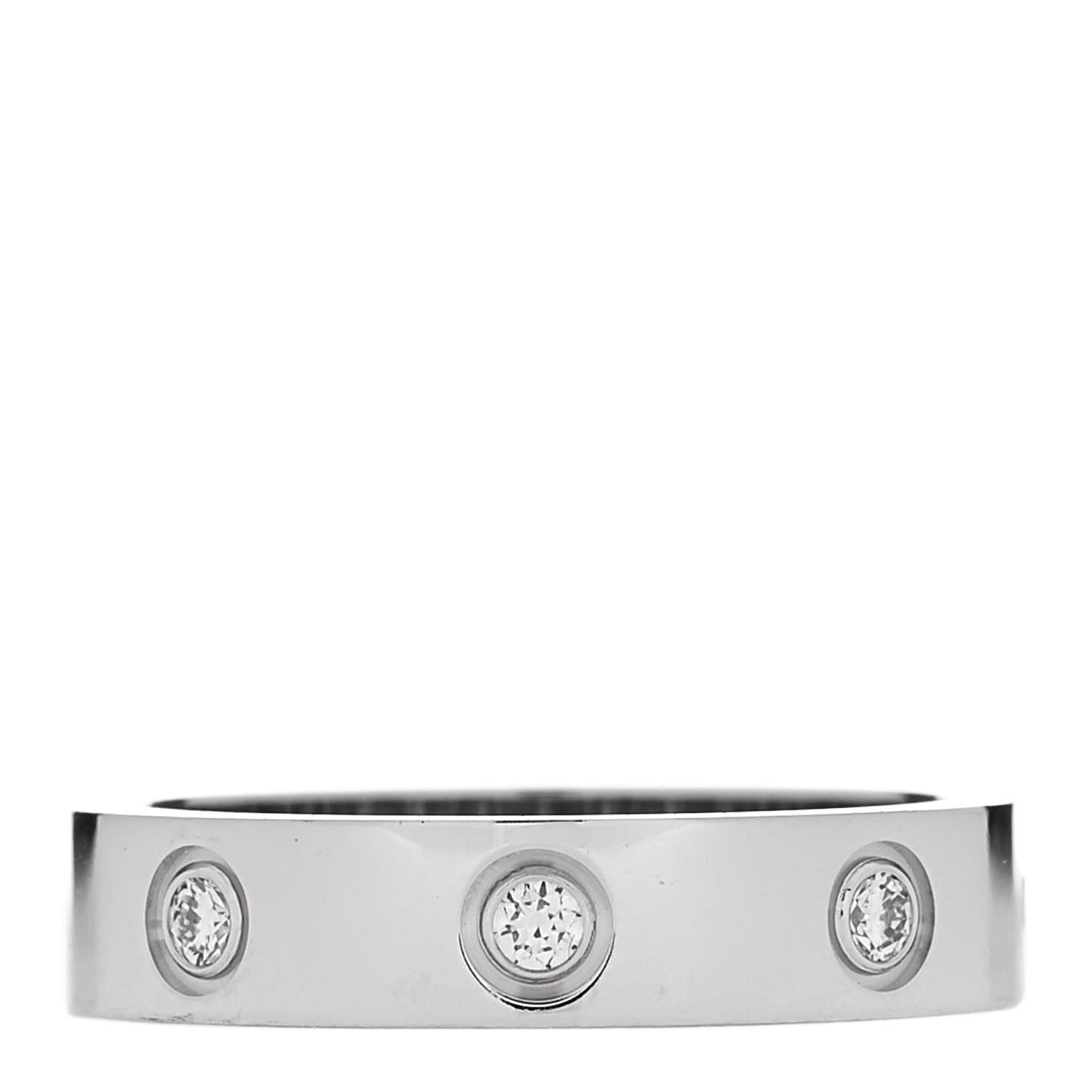 Cartier 18K White Gold 8 Diamond 4mm LOVE Wedding Band Ring 50 5.25 1 of 5