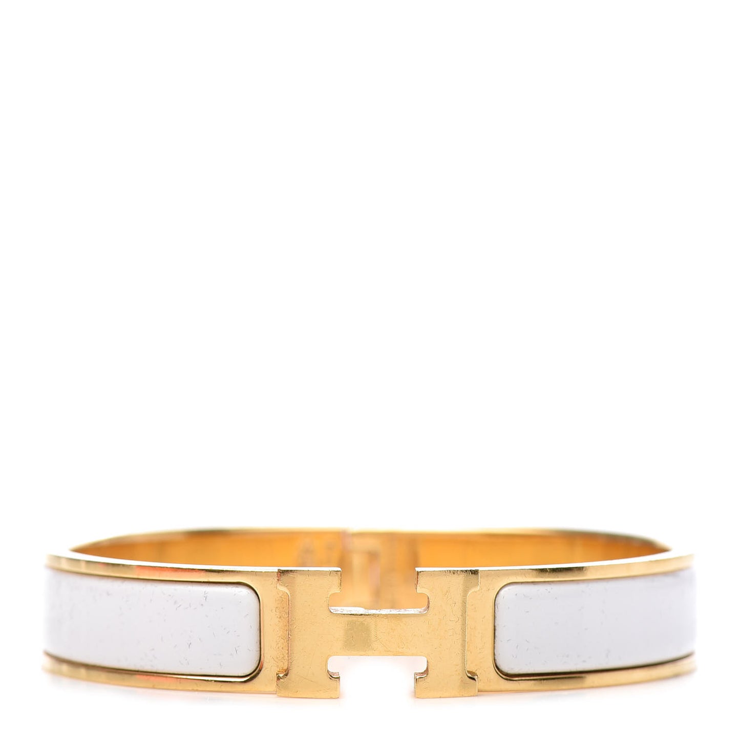 Enamel Narrow Clic Clac H Bracelet GM White