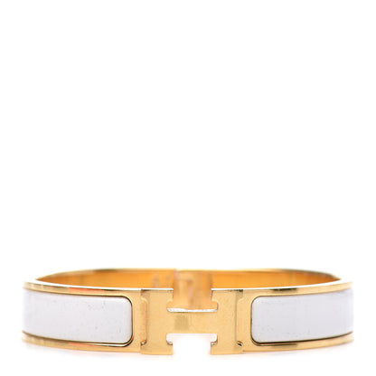 Hermes Enamel Narrow Clic Clac H Bracelet GM White 1 of 5