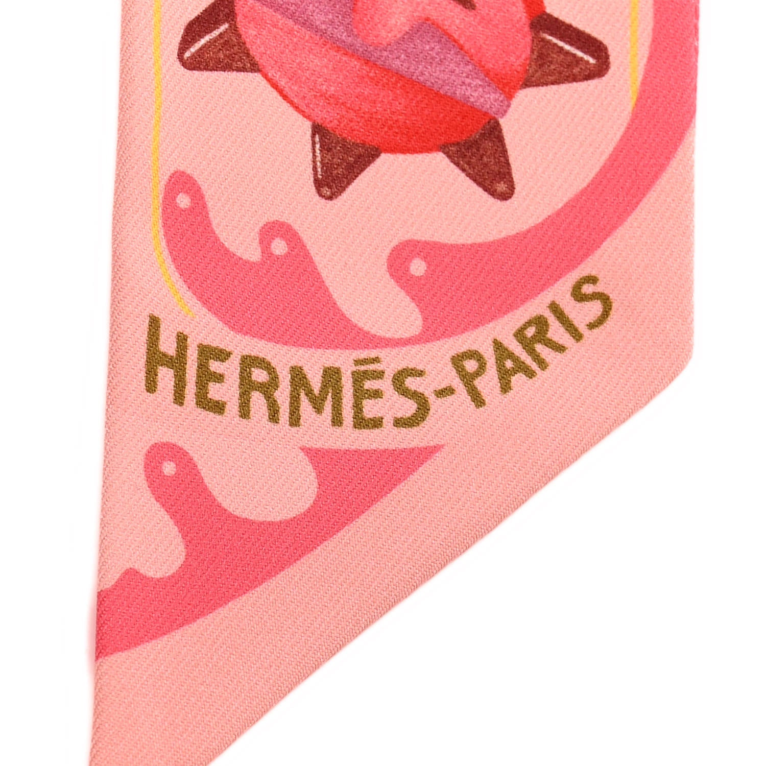 Hermes Silk Funny Ice Cream Twilly Rose Poudre Corail 2 of 4